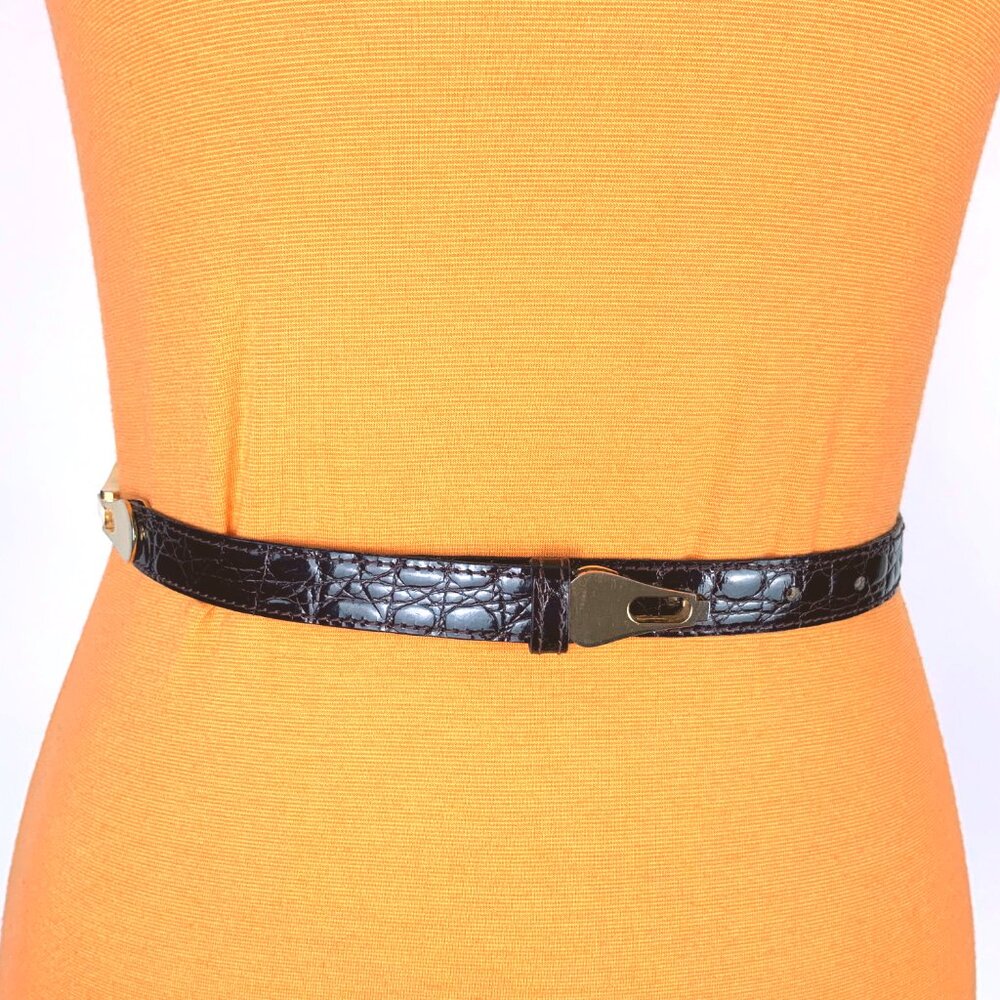 Bazzani Crocodile Embossed Cowhide Brown Belt Italy Sz 28
